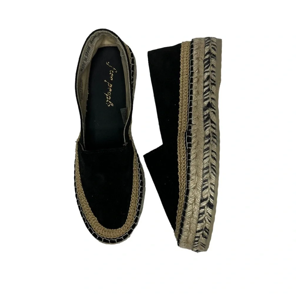 NEW Free People Collection Eden Double Stack Espadrilles black/tan 39